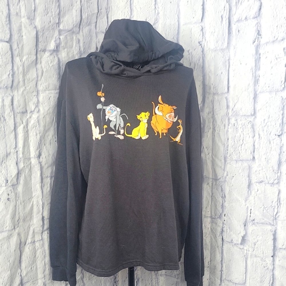 Disney The Lion King Character Hoodie‎ Medium Black Simba Timon Pumbaa